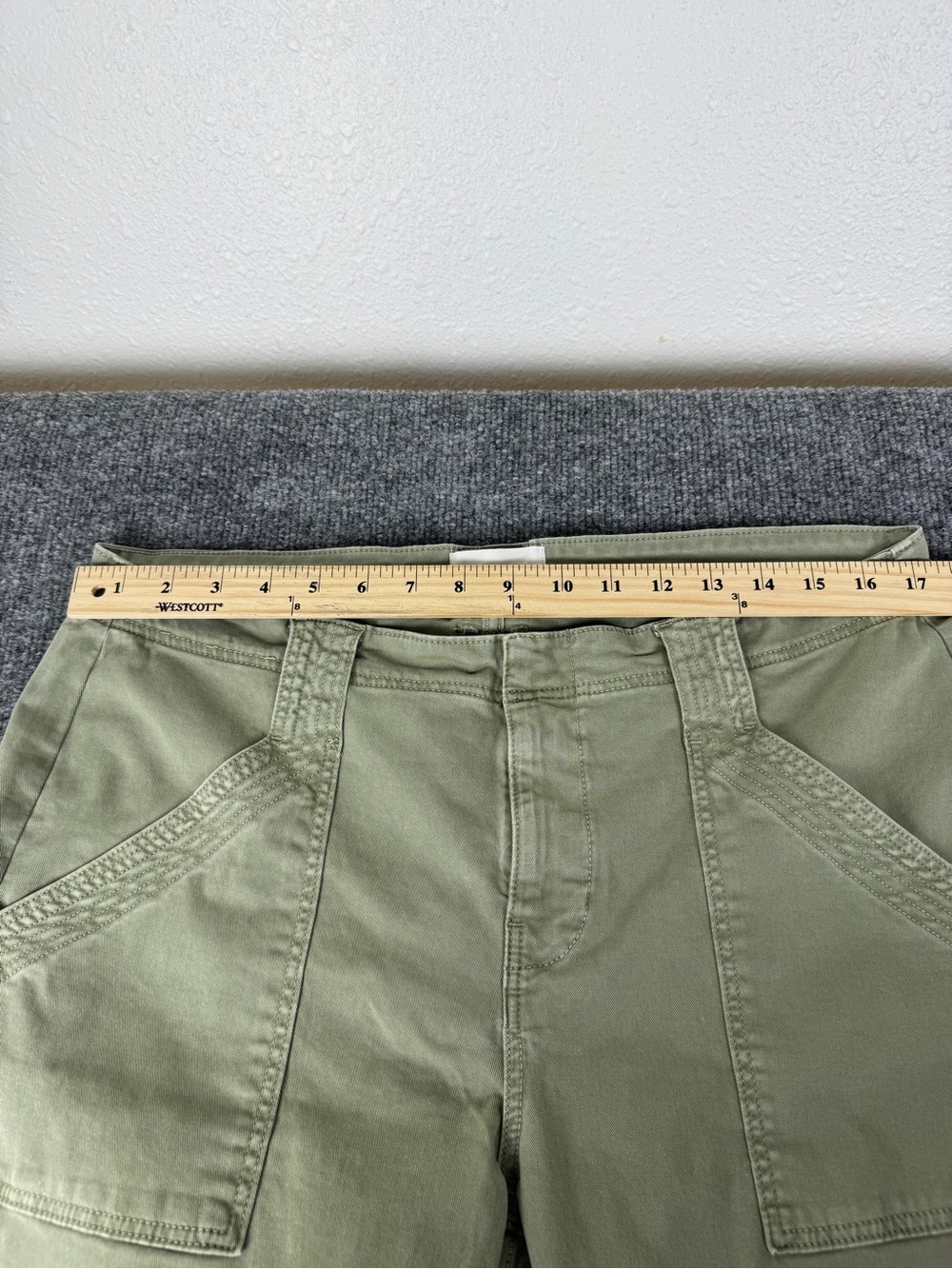 FRAME Banded Hem Moto Pants Washed Aloe Green Crop Utility Pants Size 32 - Picture 5 of 14